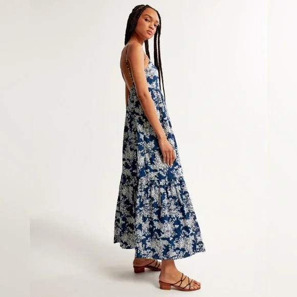 Abercrombie Low Back Tiered Maxi Dress with Pockets - Picture 4 of 6